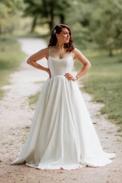 2021 Spring Satin Wedding Gowns with Thin Straps