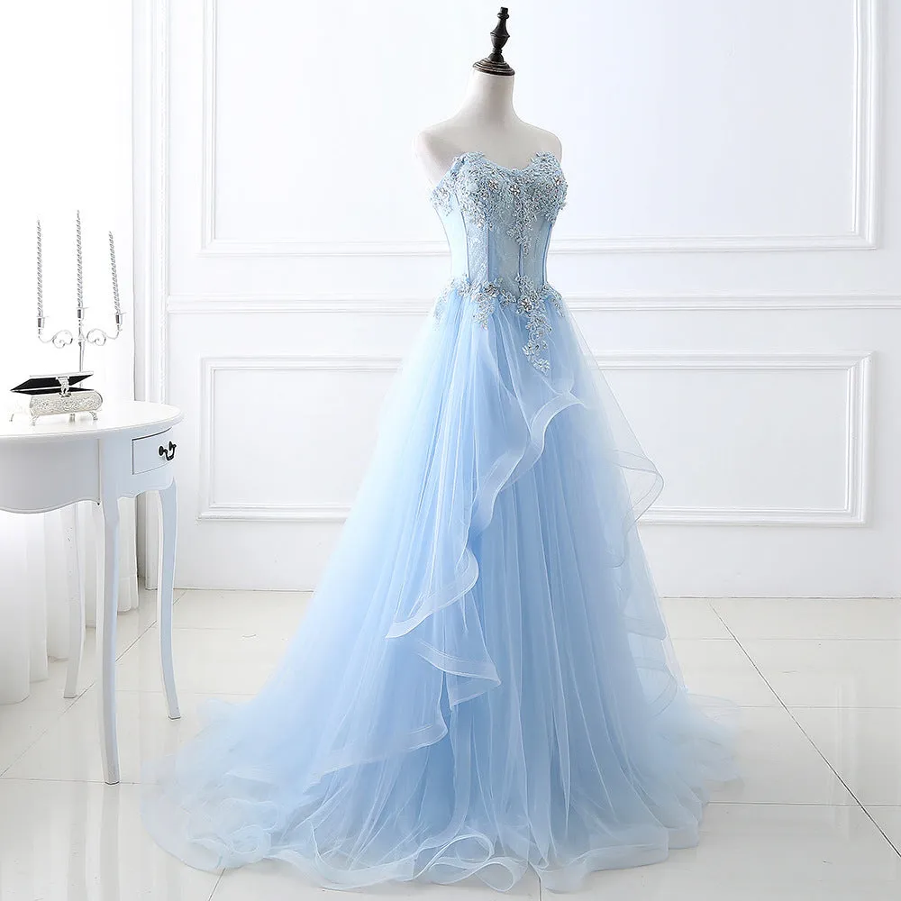 2025 Blue tube top evening dress student art exam performance prom party temperament annual meeting dinner host dress