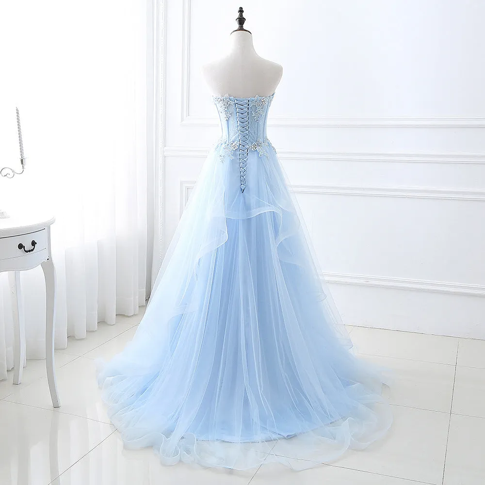 2025 Blue tube top evening dress student art exam performance prom party temperament annual meeting dinner host dress