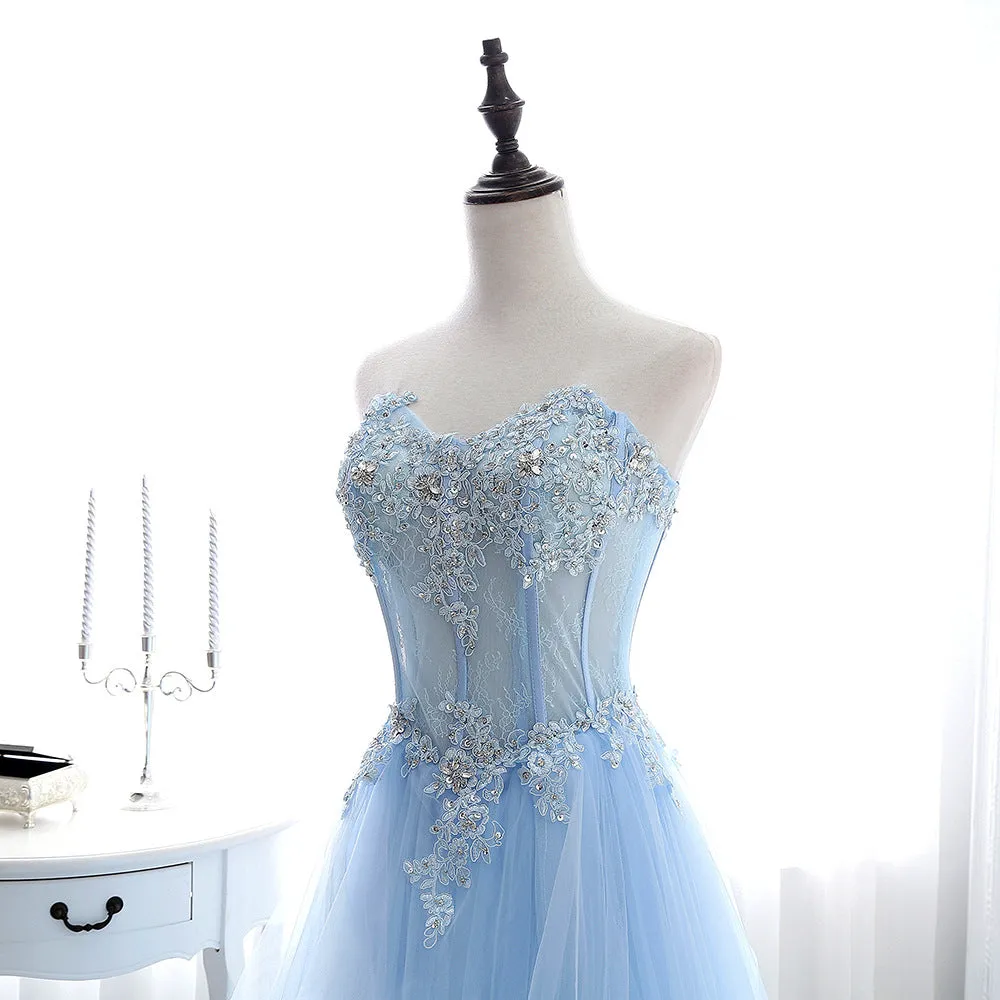 2025 Blue tube top evening dress student art exam performance prom party temperament annual meeting dinner host dress