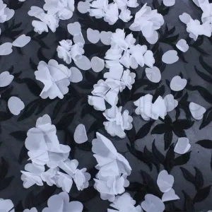 3D Floral Lace Fabric Black/White 130 cm