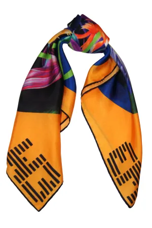 400 Orange Print Silk Scarf