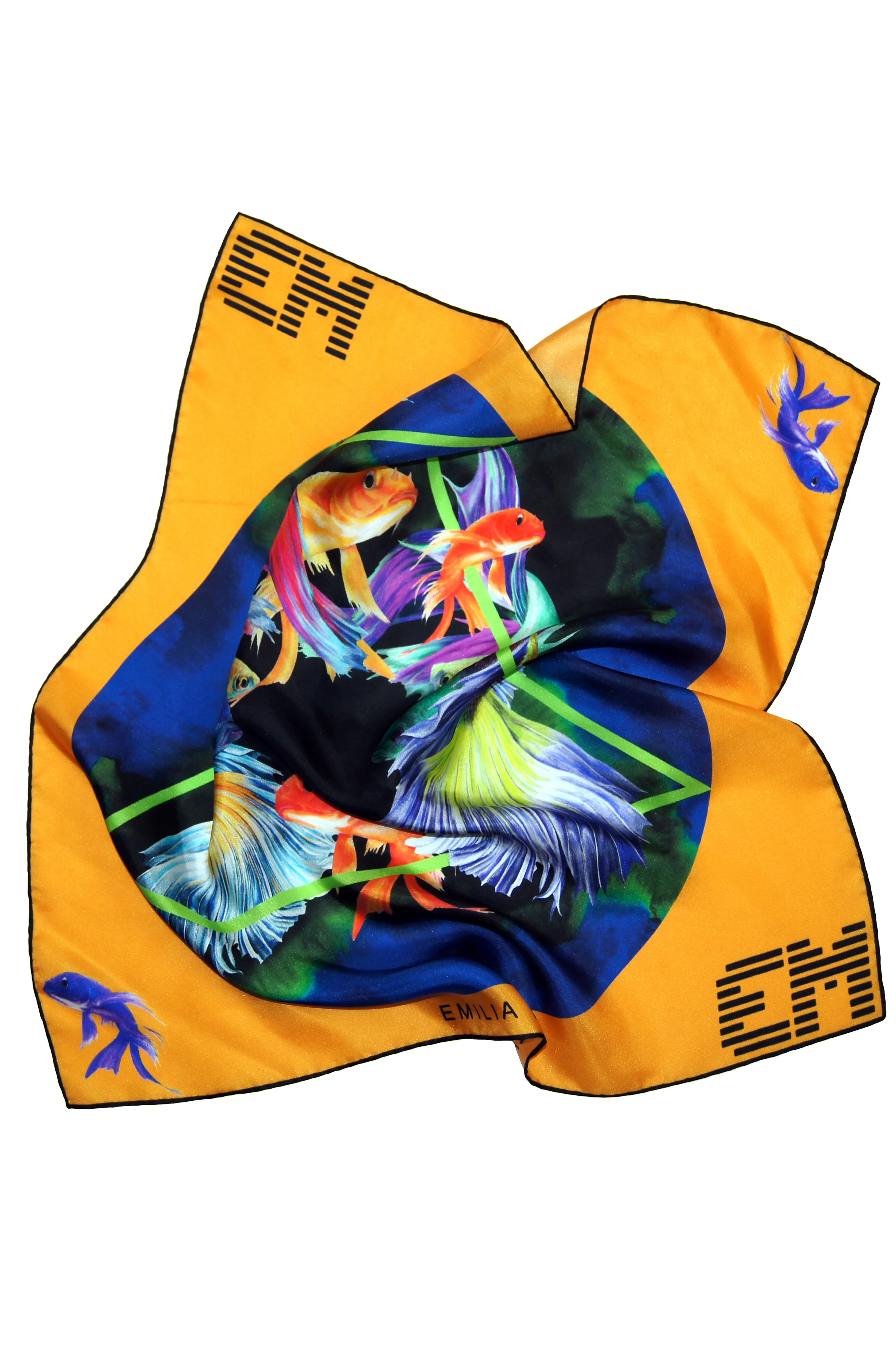 400 Orange Print Silk Scarf