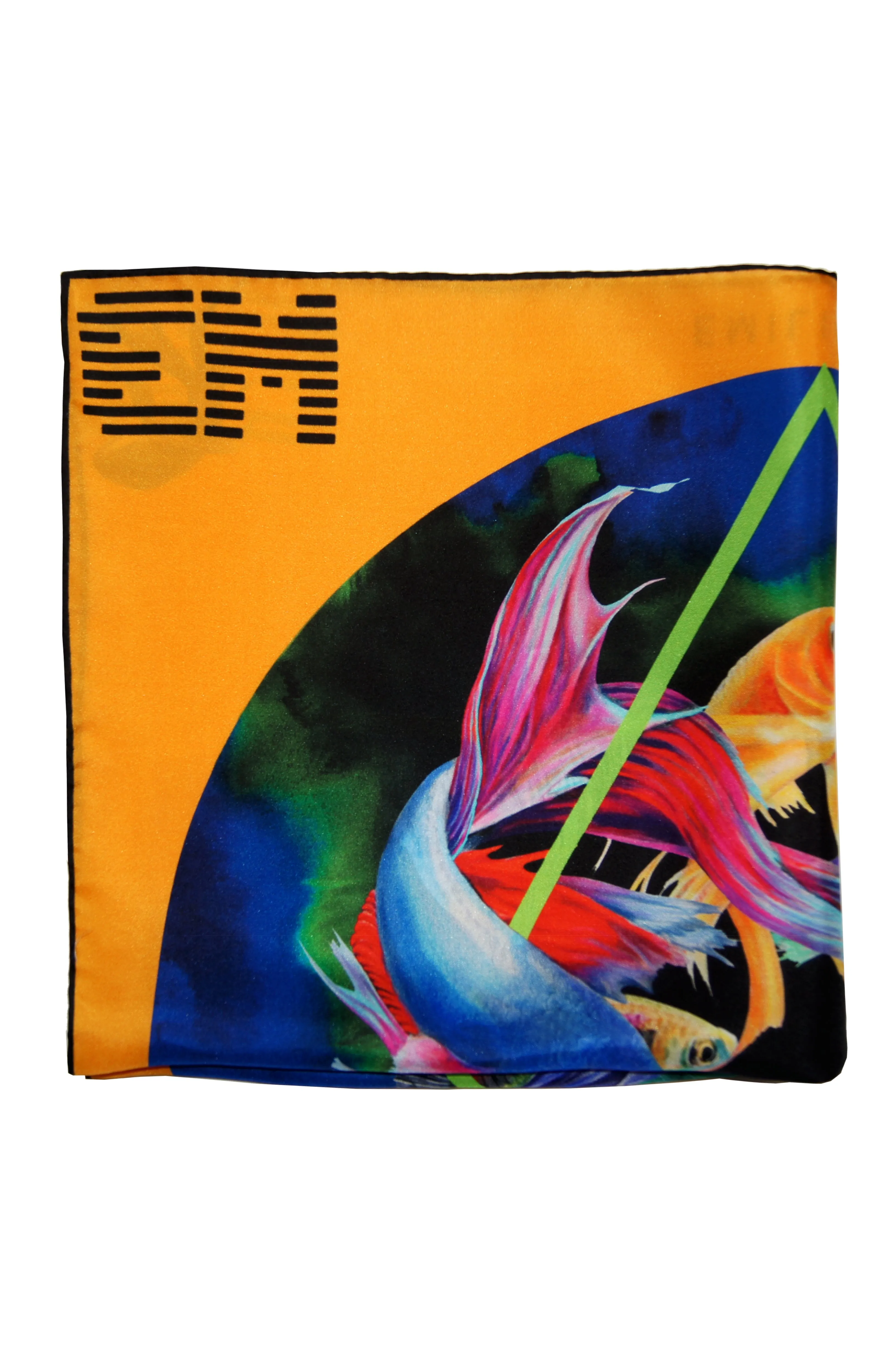 400 Orange Print Silk Scarf