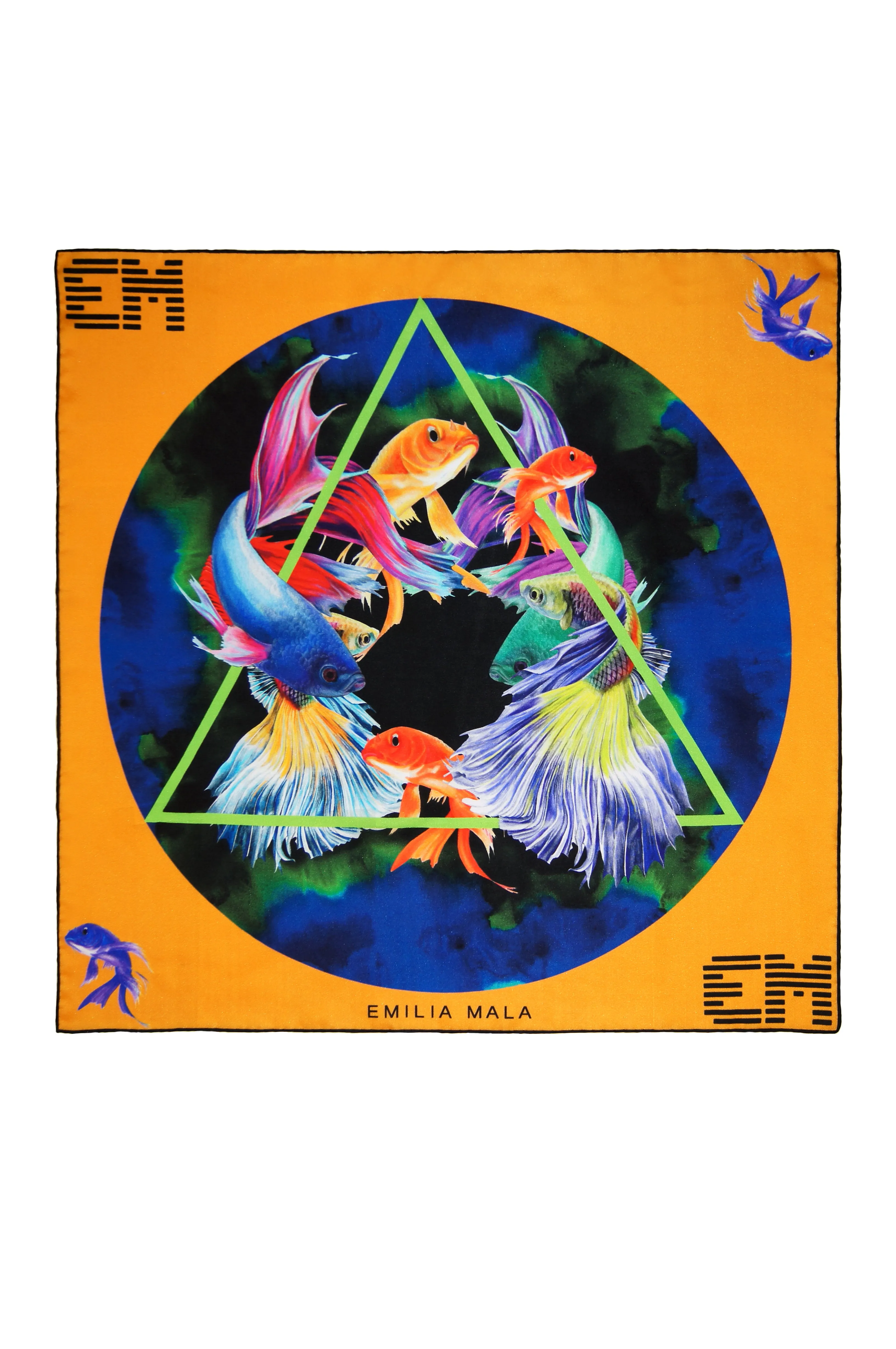 400 Orange Print Silk Scarf