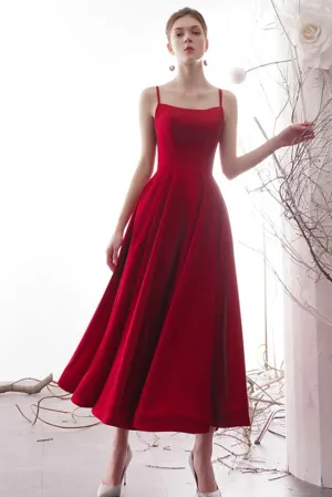 A-line Ankle-length Prom Dresses with Double Straps