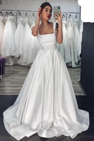 A-line Satin Bride Dress for Wedding 2021