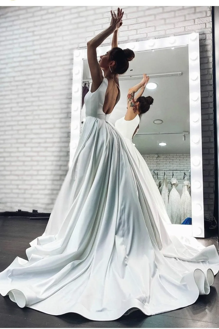 A-line Satin Bride Dress for Wedding 2021