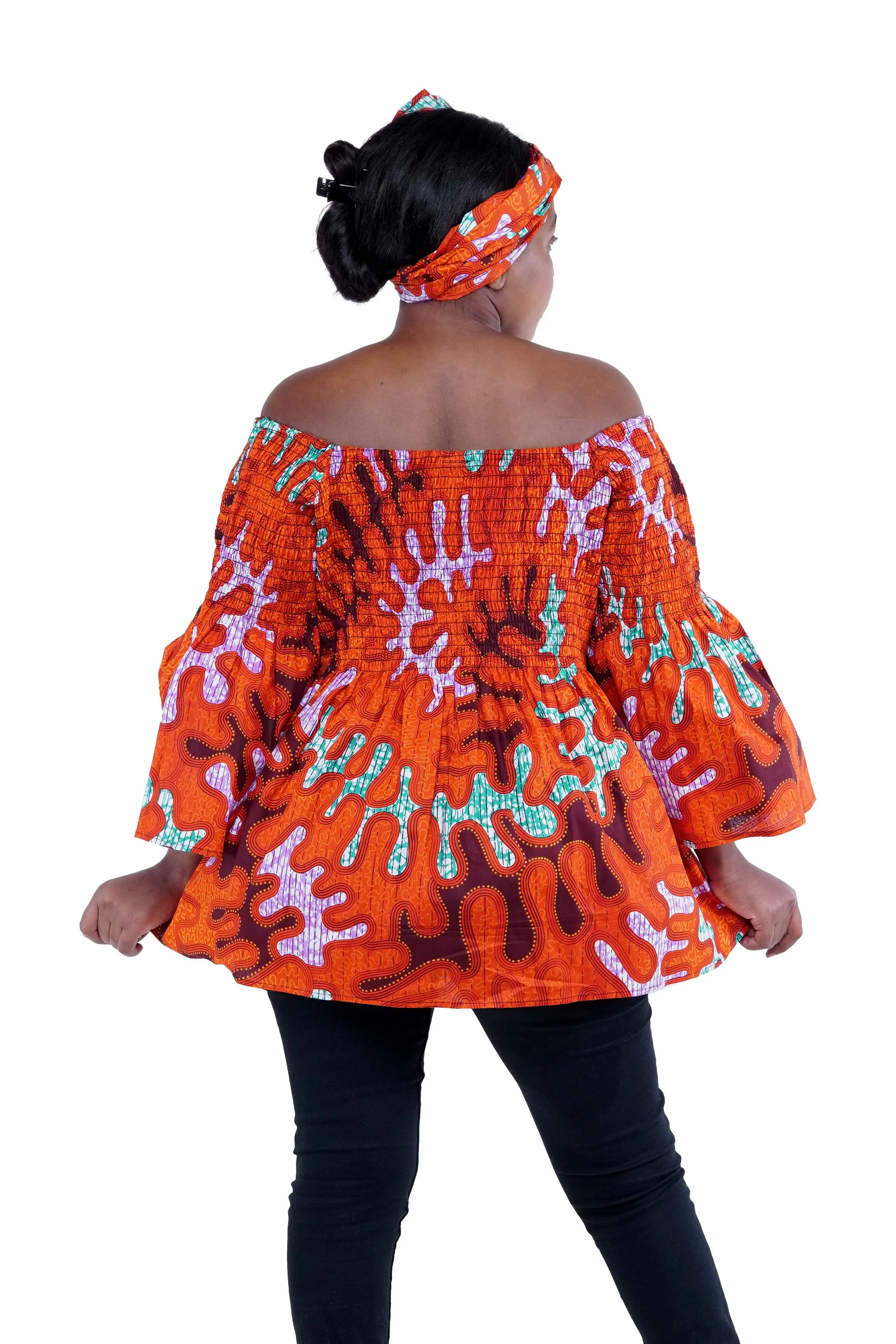 African Smoked Peplum Blouse