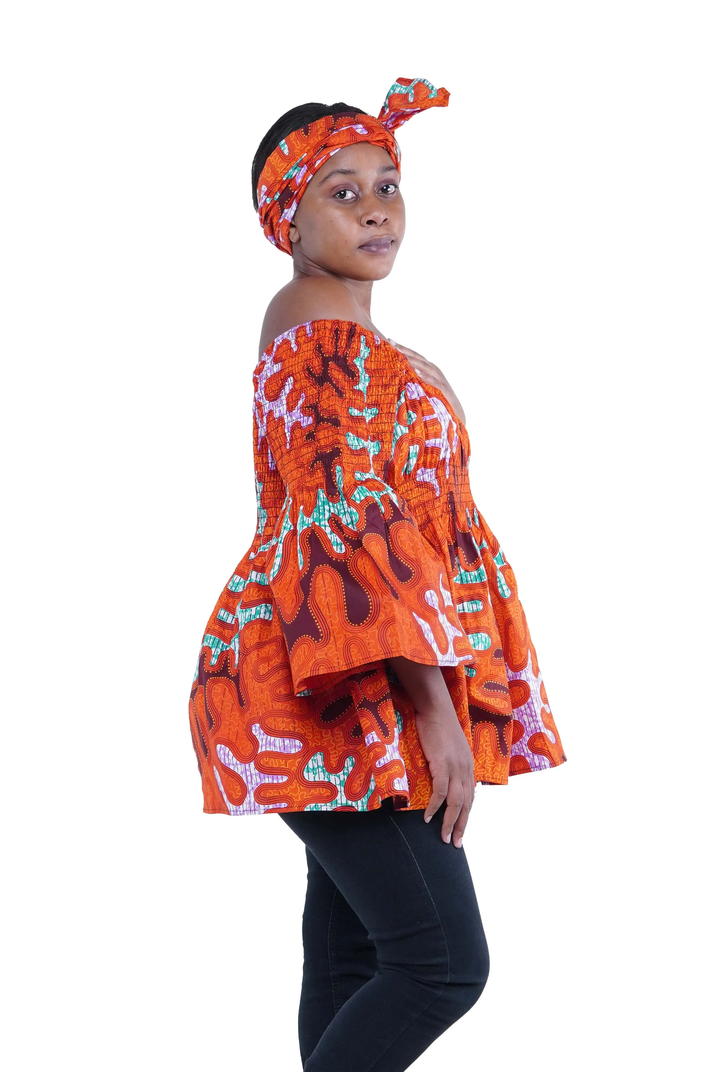 African Smoked Peplum Blouse