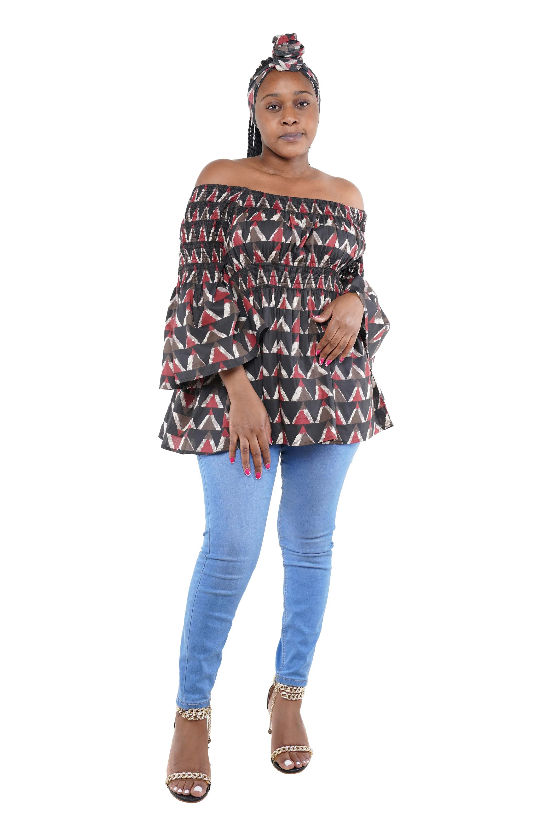 African Smoked Peplum Blouse