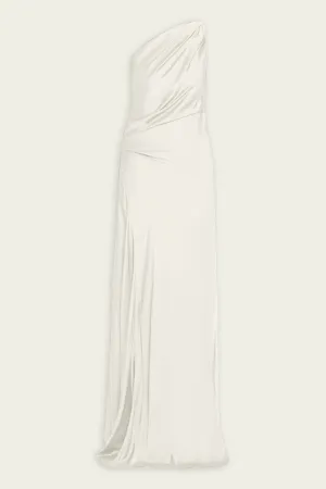 Aster One-Shoulder Satin Gown in Cream