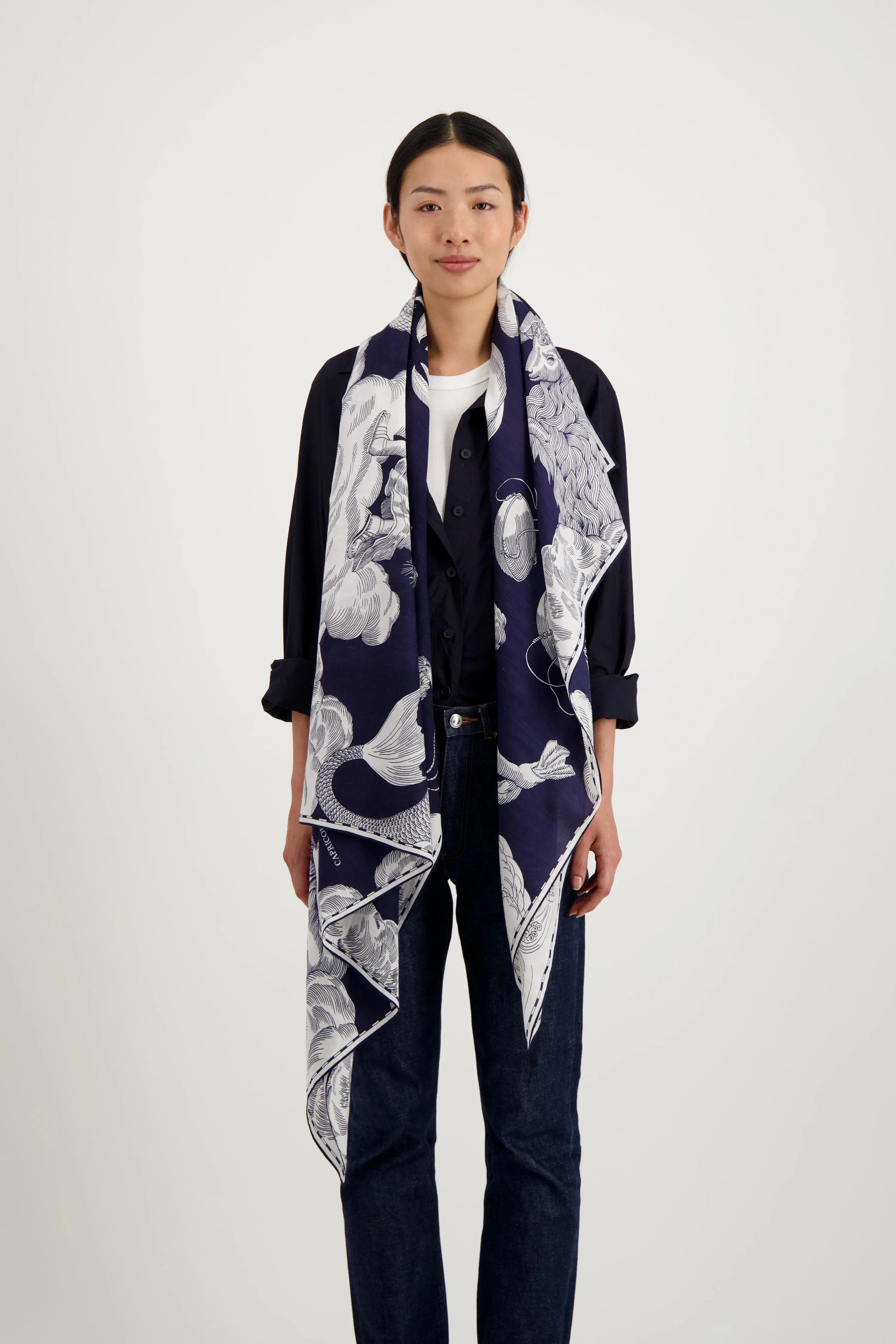 Astrology Scarf in Dark Blue
