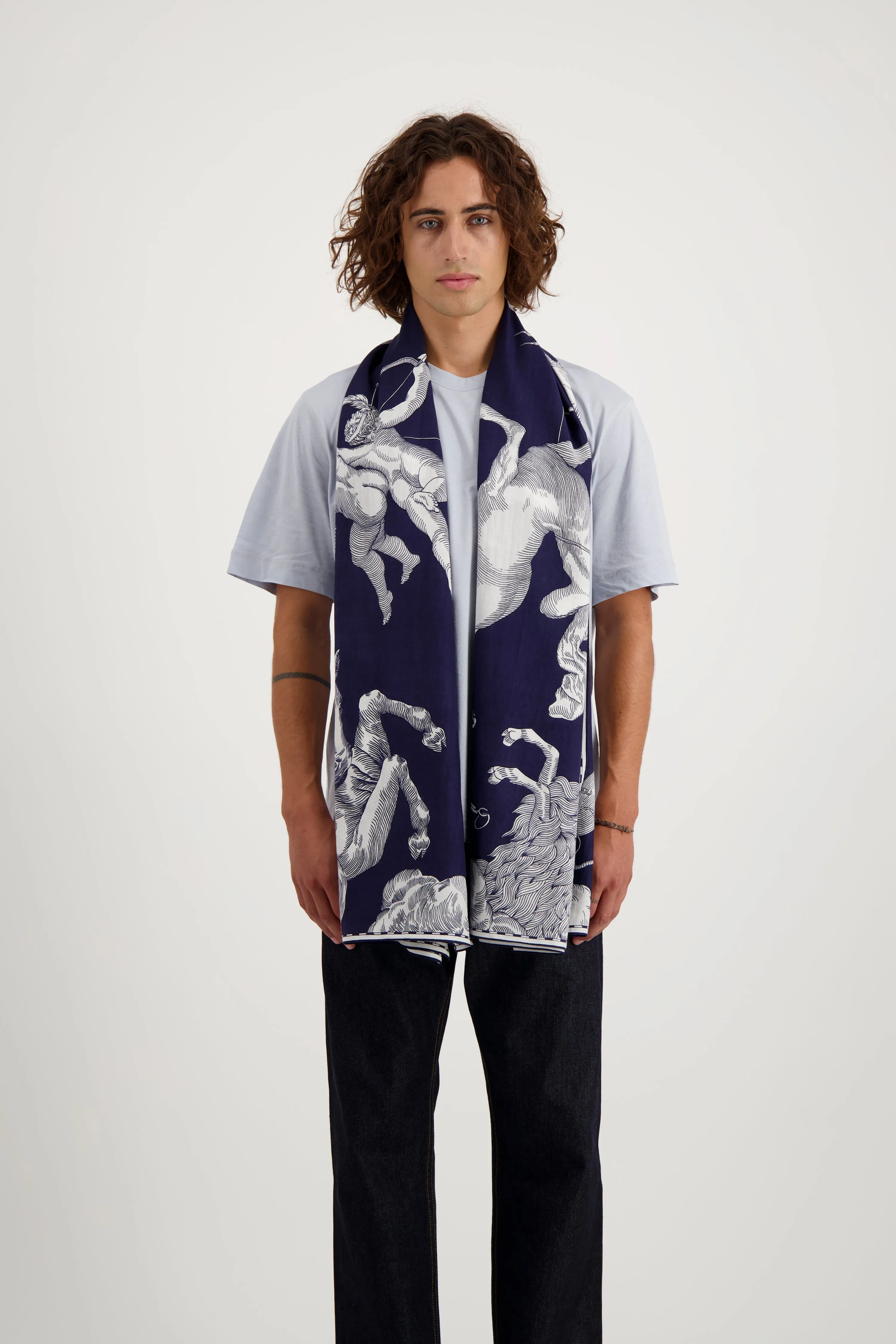 Astrology Scarf in Dark Blue