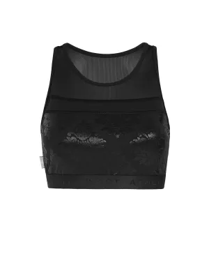 AVIATRIX BLACK FLORAL HI-NECK CROP