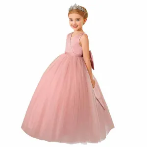 Ball Gown Floor Length Satin Tulle Flower Girl Dress