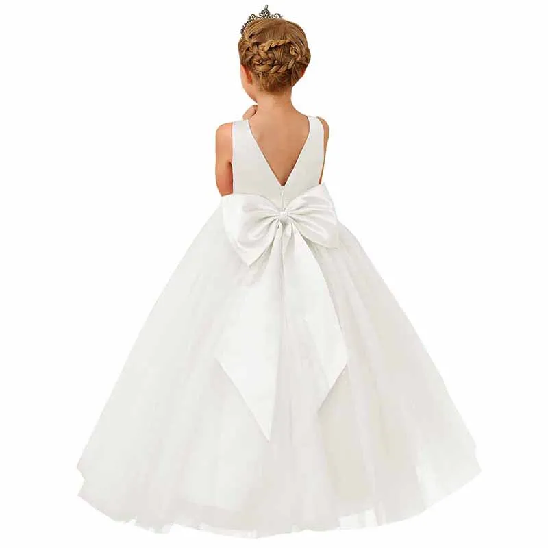 Ball Gown Floor Length Satin Tulle Flower Girl Dress