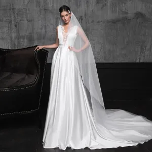 Beading Lace Satin Sheath Wedding Gowns