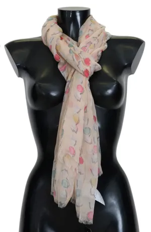 Beige Silk Candy Print Scarf