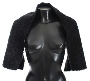 Black Lamb Shearling Silk Scarf