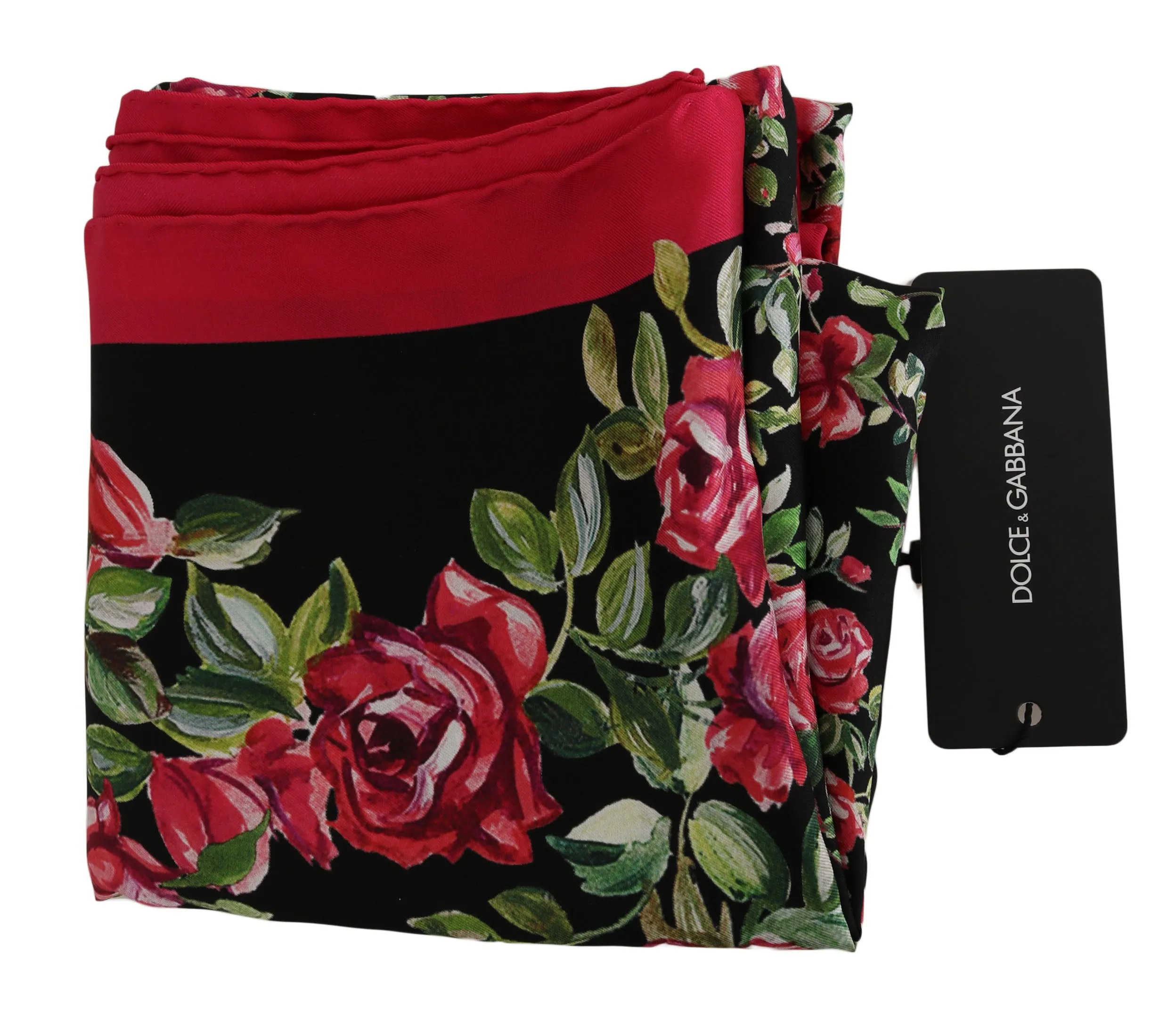 Black Red Roses Floral Silk Square Scarf