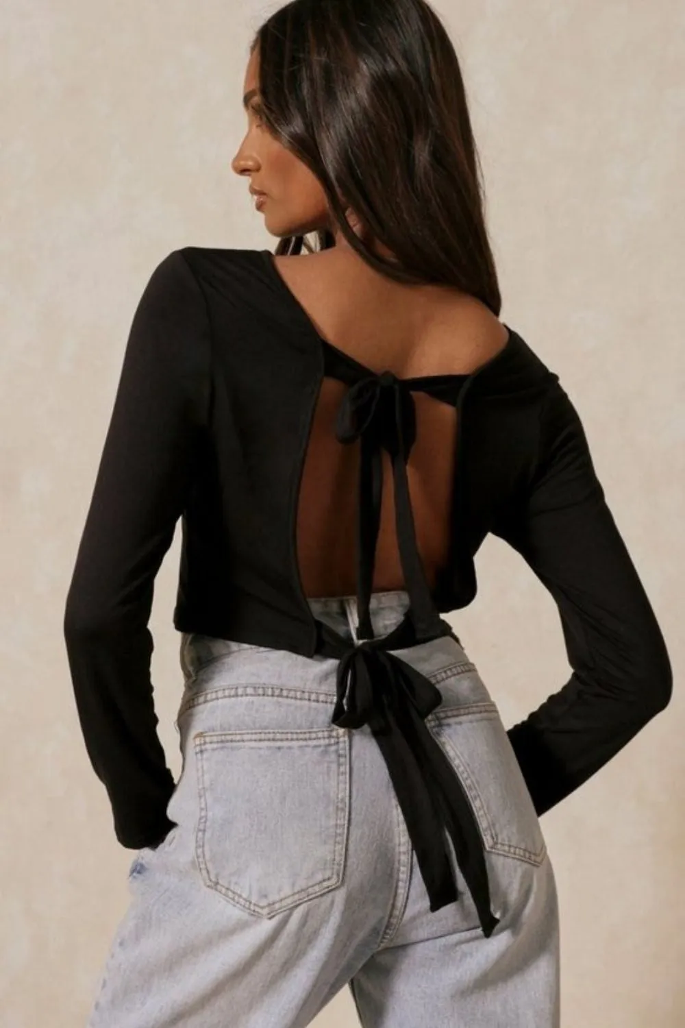 Black Round Neck Jersey Top