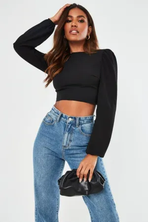 Black Tie Back Crop Top