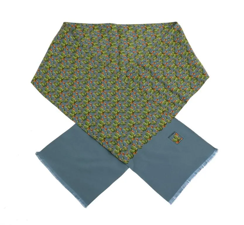 Blue Silk Cactus Print Scarf