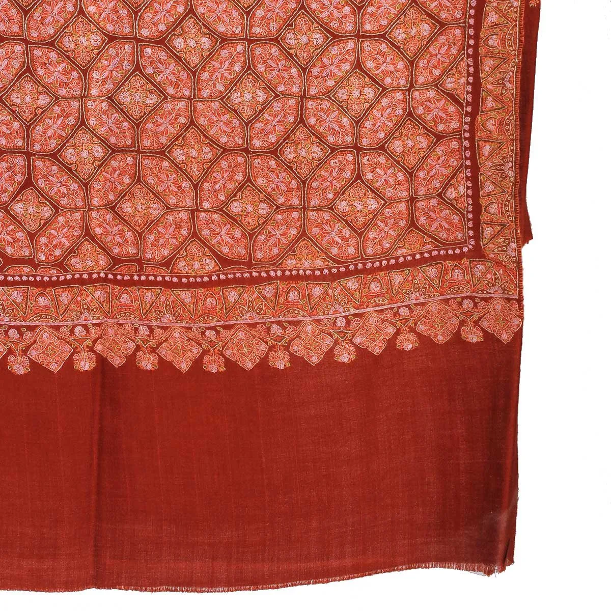 Brown base khatamband design sozni Embroidered Jamawar Pashmina Shawl