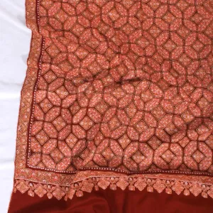 Brown base khatamband design sozni Embroidered Jamawar Pashmina Shawl