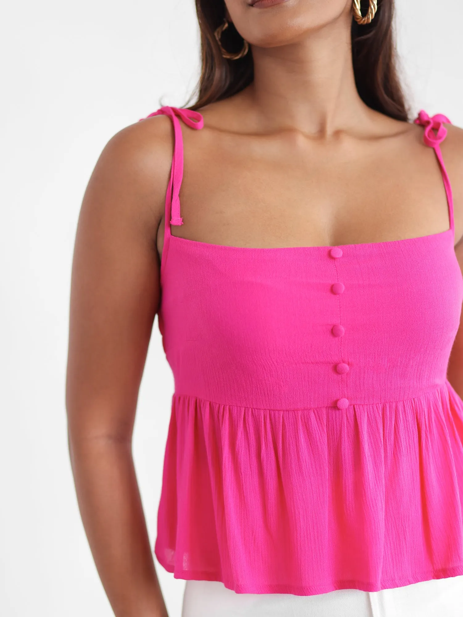 Bustier Detailed Back Smocked Peplum Top