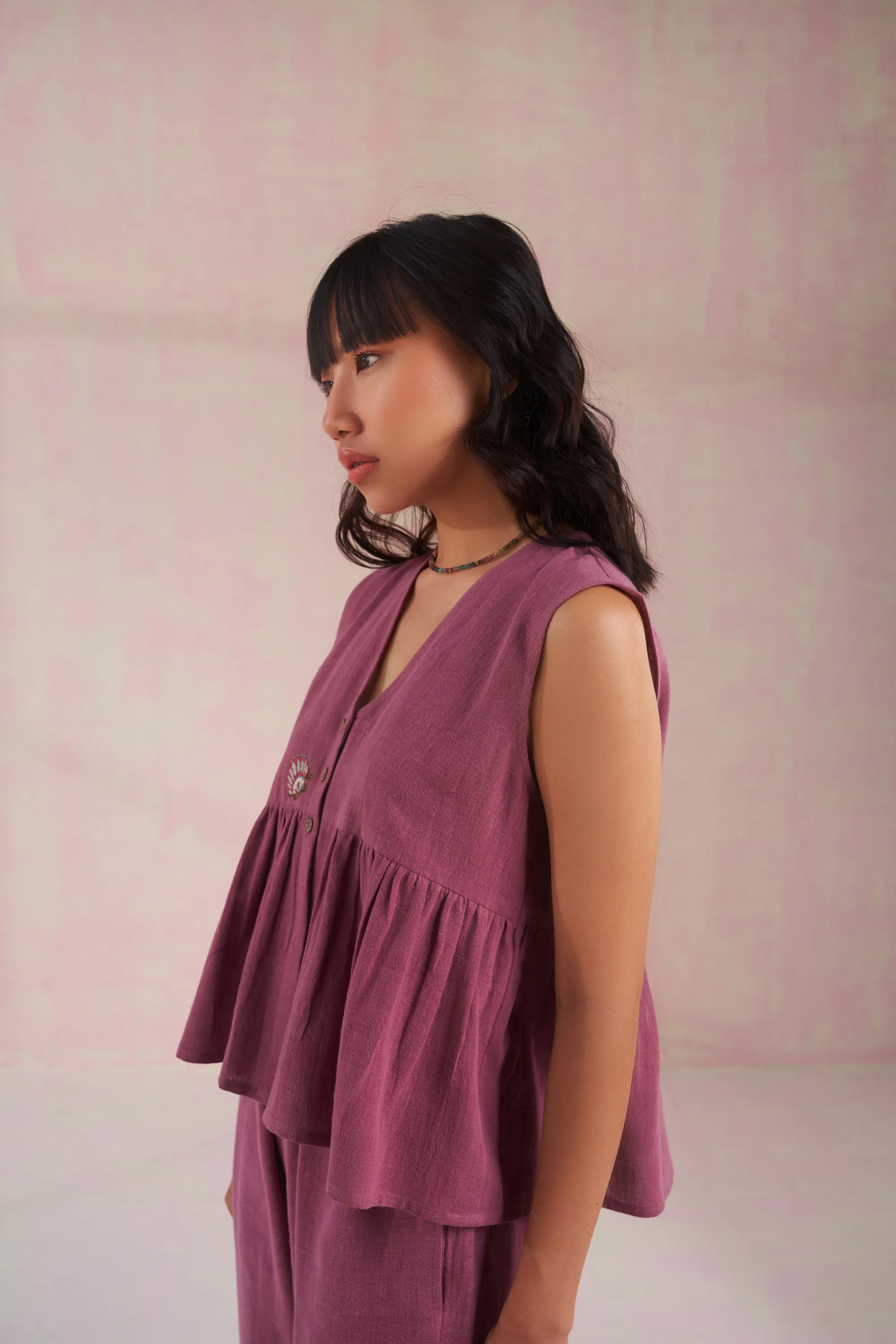 By The Shore naturally dyed kala cotton peplum top