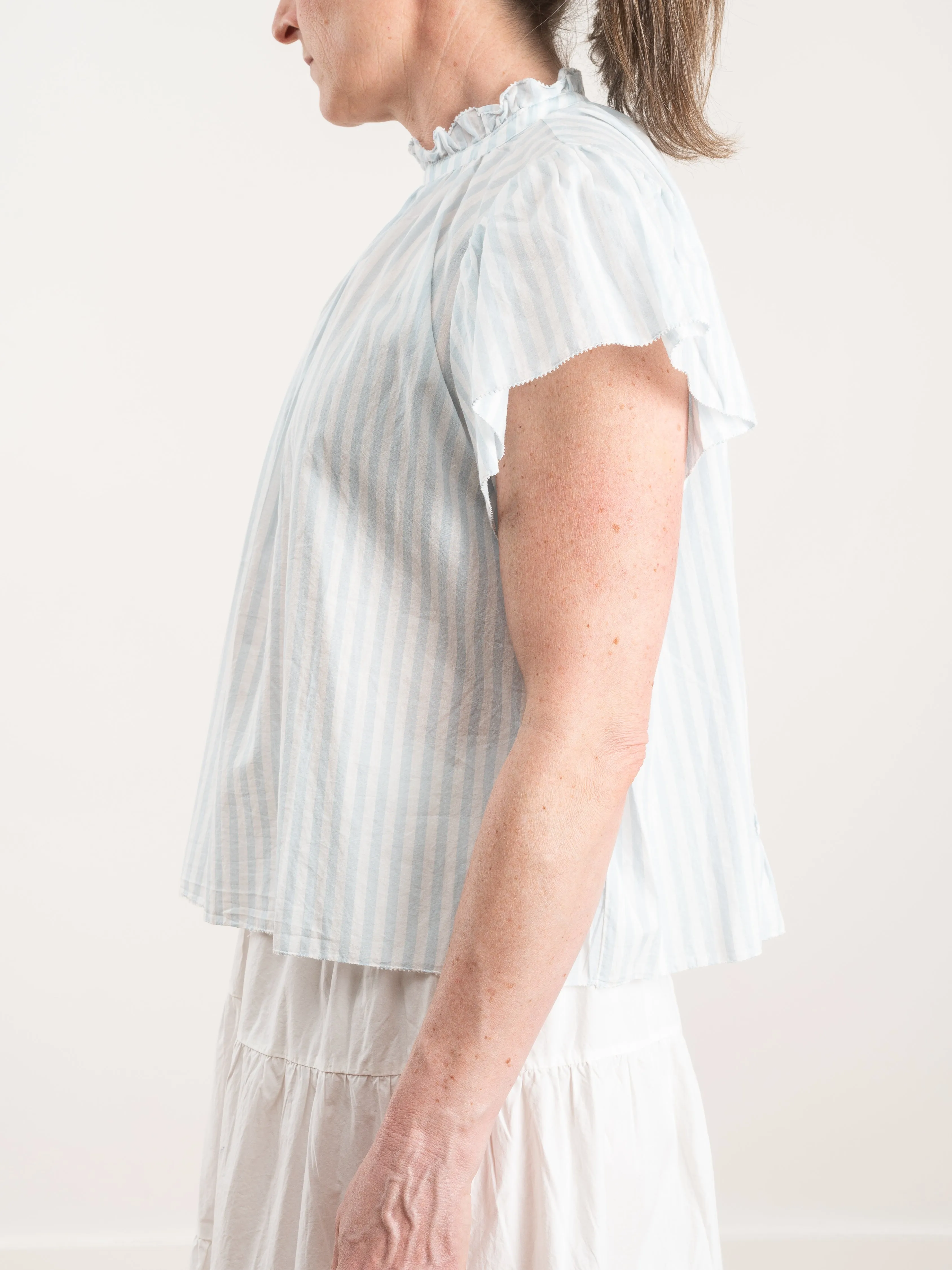 carla high neck shirt - blue stripe