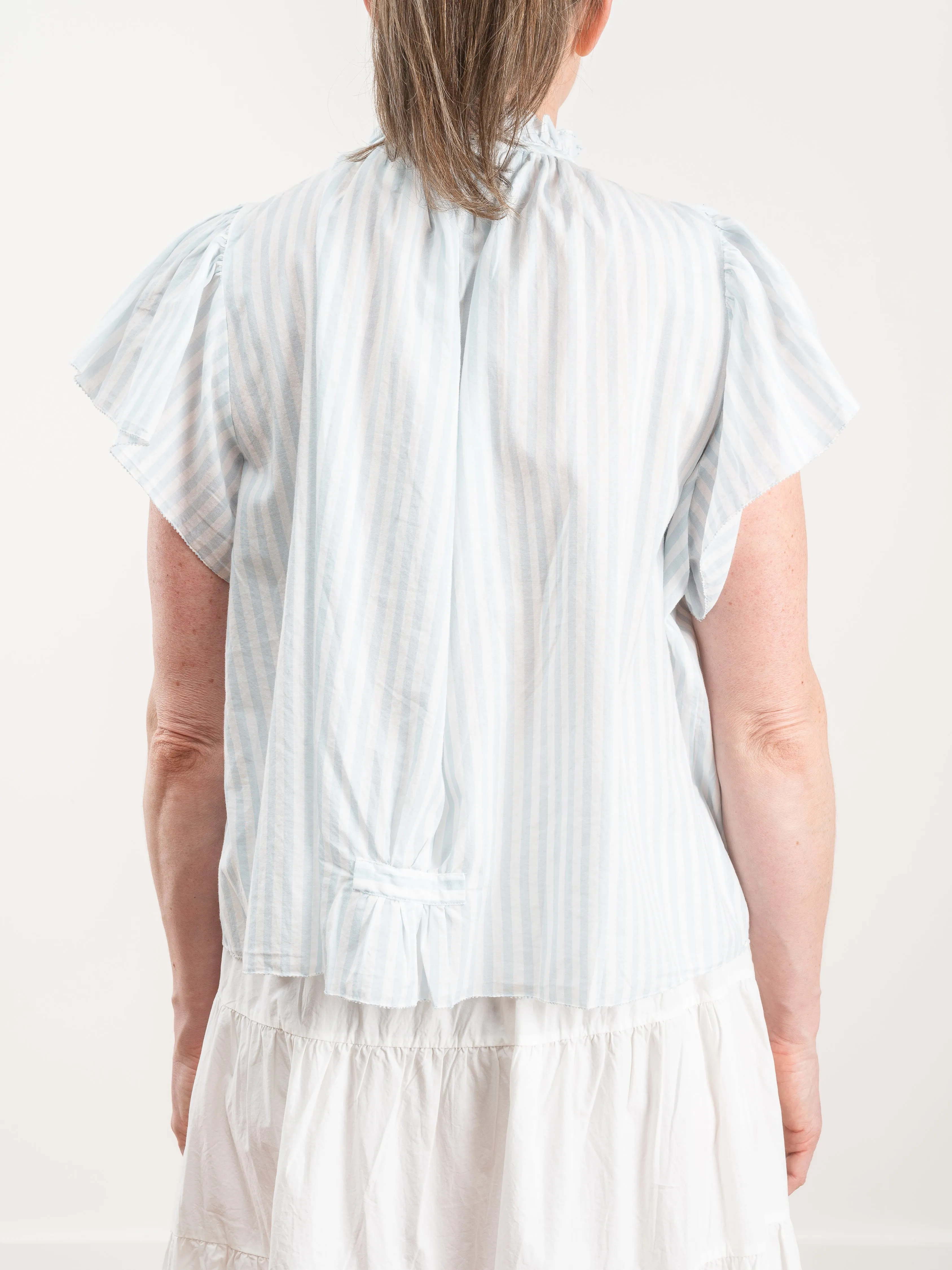 carla high neck shirt - blue stripe