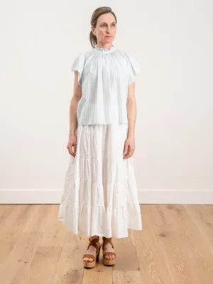 carla high neck shirt - blue stripe