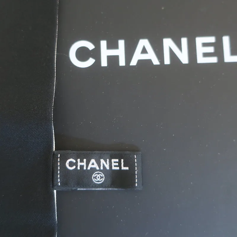 Chanel CC Pearl Print Silk Twilly Bandeau Scarf Black/Cream NEW