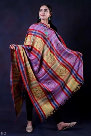 Check Strip Kani Cashmere Pashmina Shawl