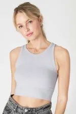Chevron High Neck Crop Top