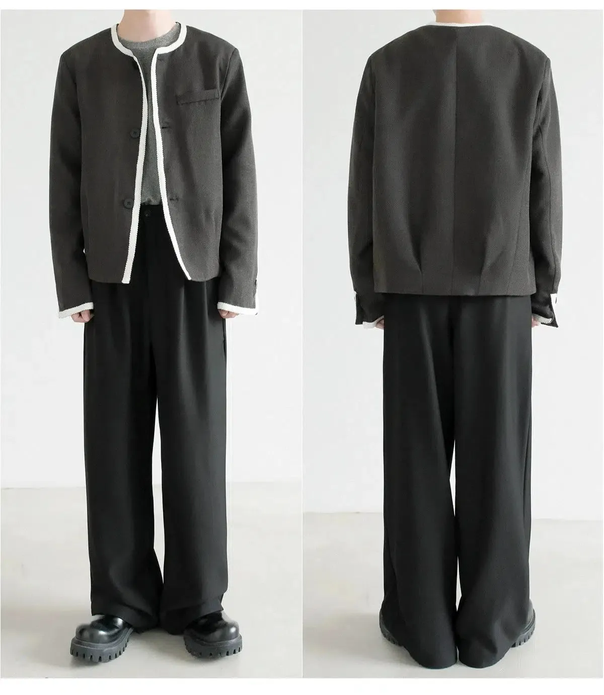 Contrast Detailing Open-Front Jacket