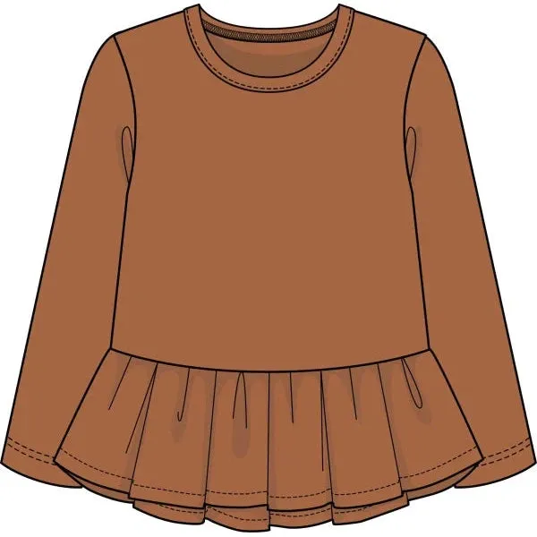 CR Kids Basic Peplum Caramel Top