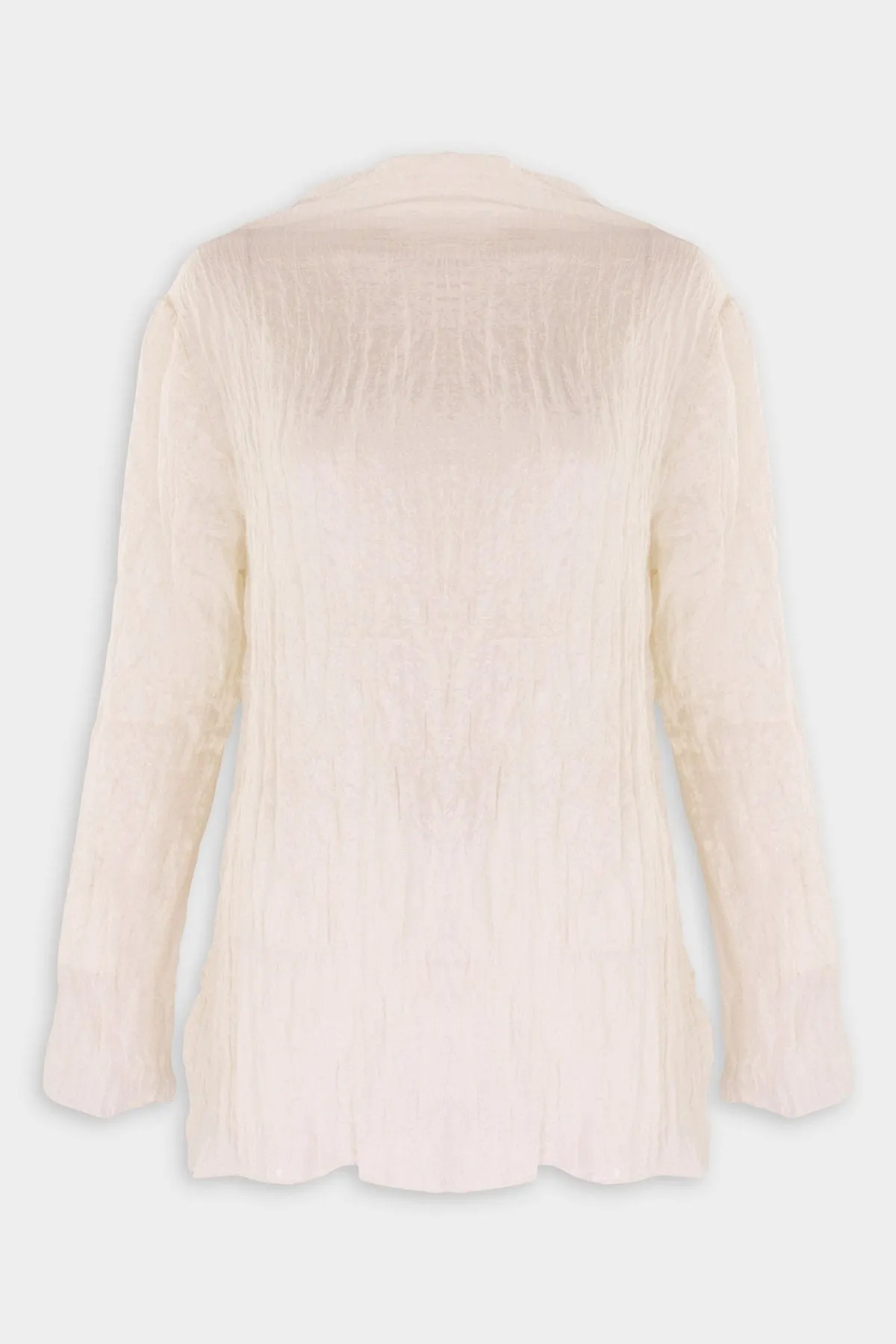 Crinkled High Neck Top in Cream