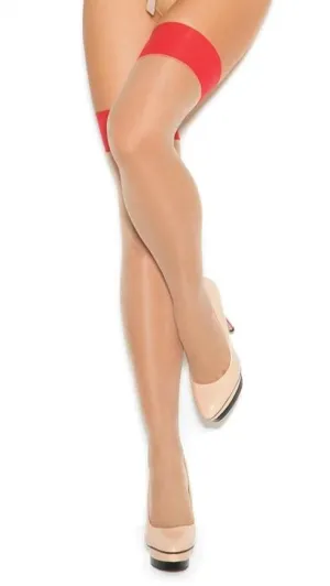 Cuban Red Backseam Foot Thigh High Stockings