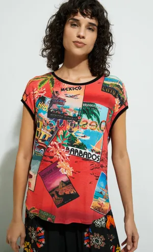 Desigual Postcards Short Sleeve T-Shirt