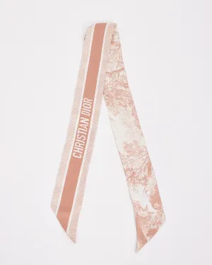 Dior Blush Jouy Logo Silk Twilly Scarf