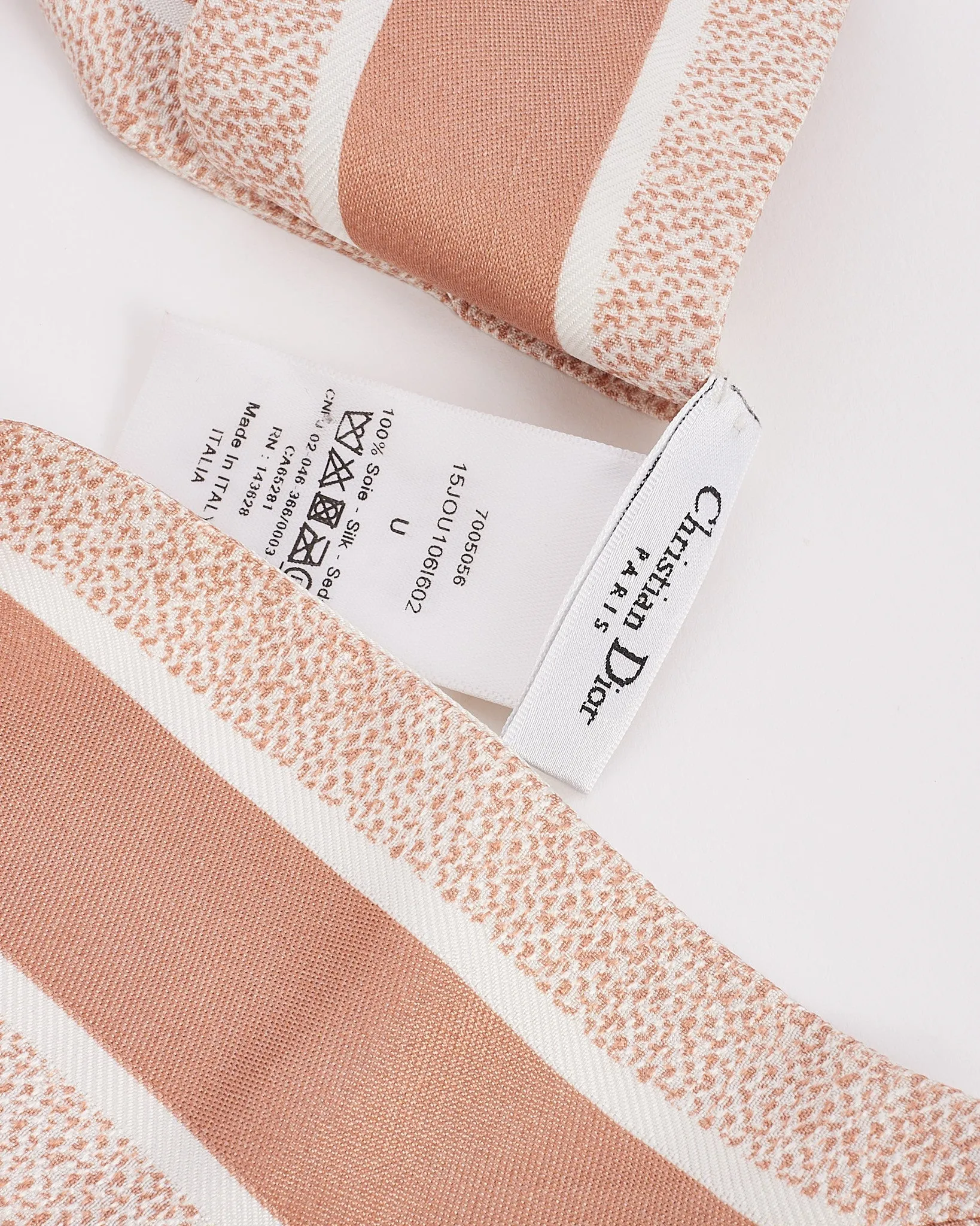Dior Blush Jouy Logo Silk Twilly Scarf