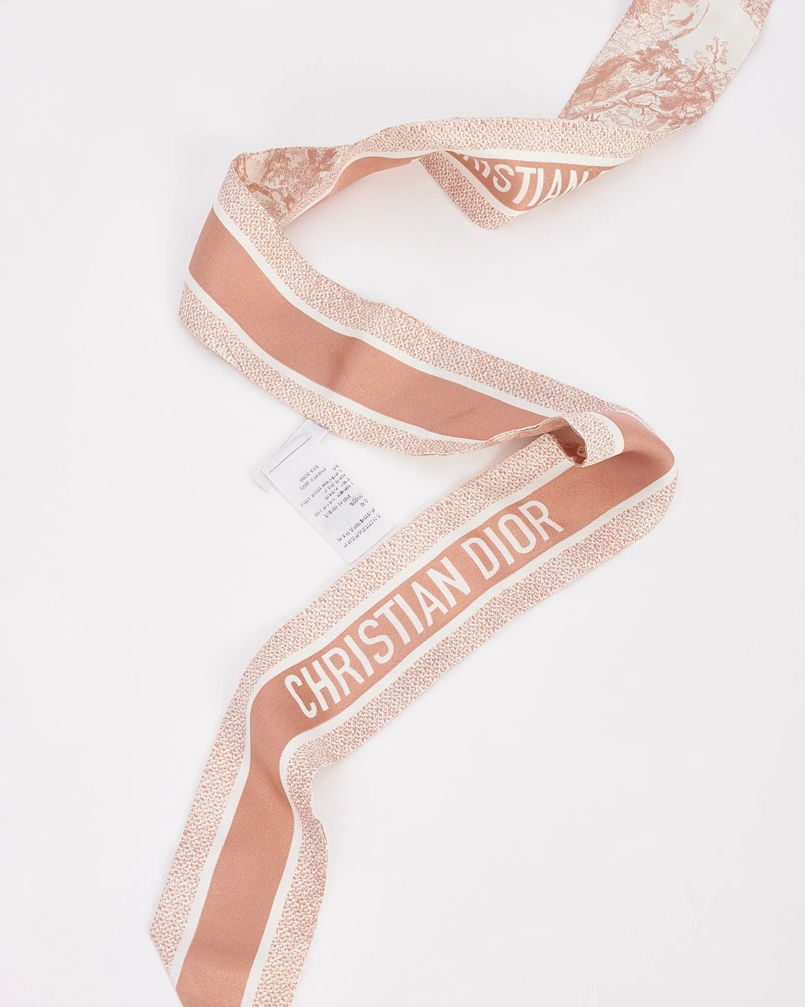 Dior Blush Jouy Logo Silk Twilly Scarf