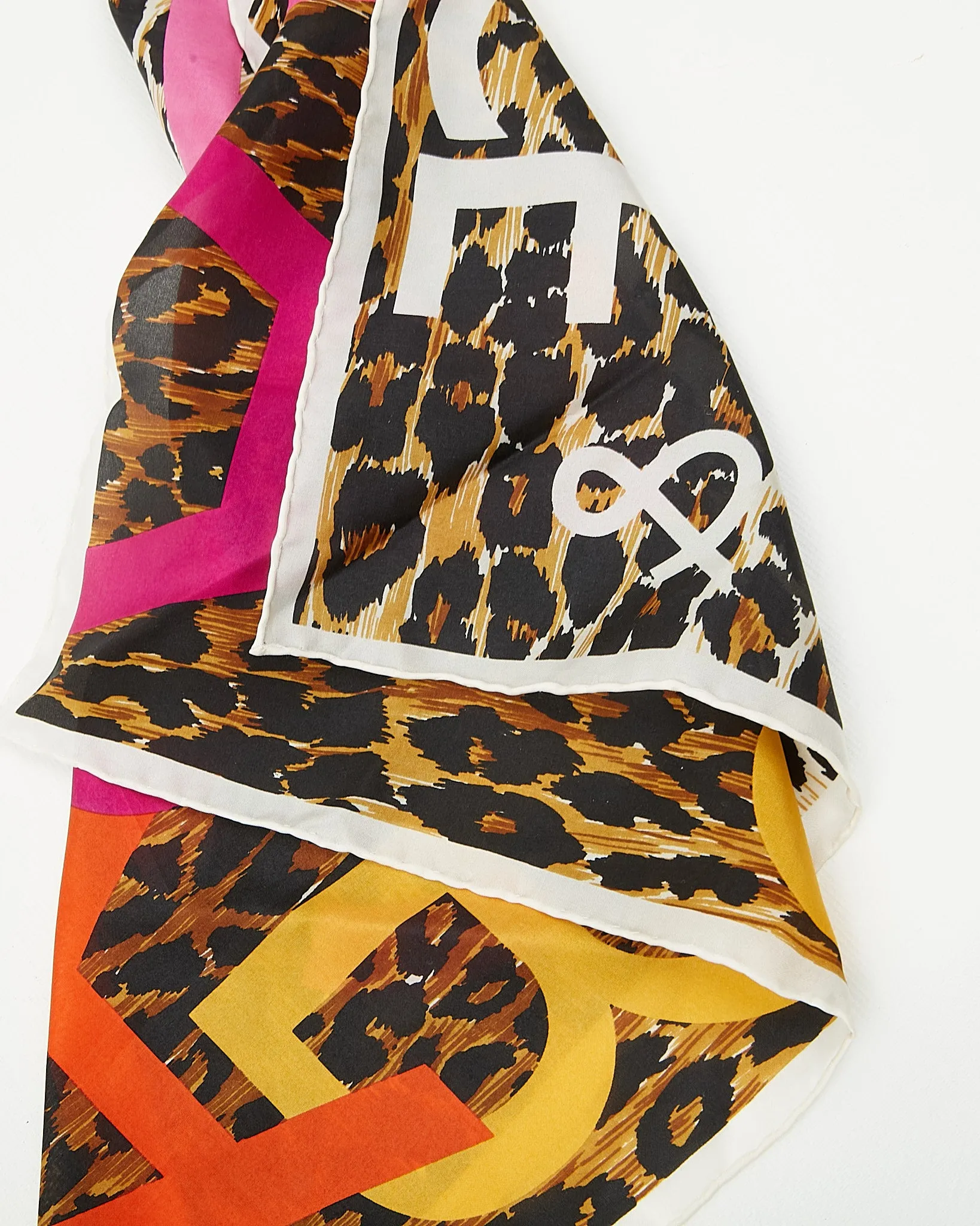 Dolce & Gabbana Cheetah Print Silk Small Square Scarf