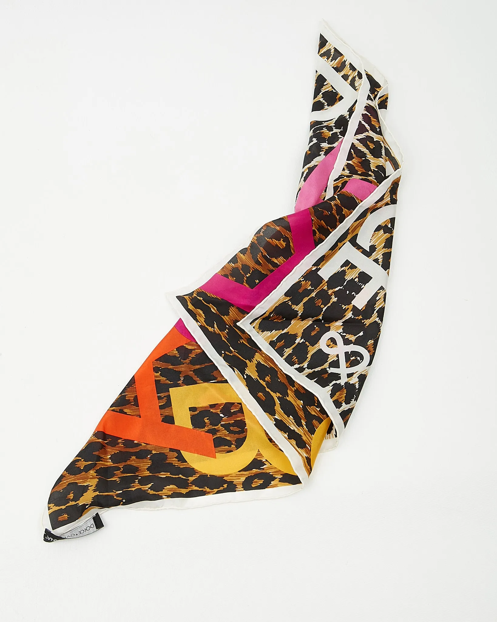 Dolce & Gabbana Cheetah Print Silk Small Square Scarf