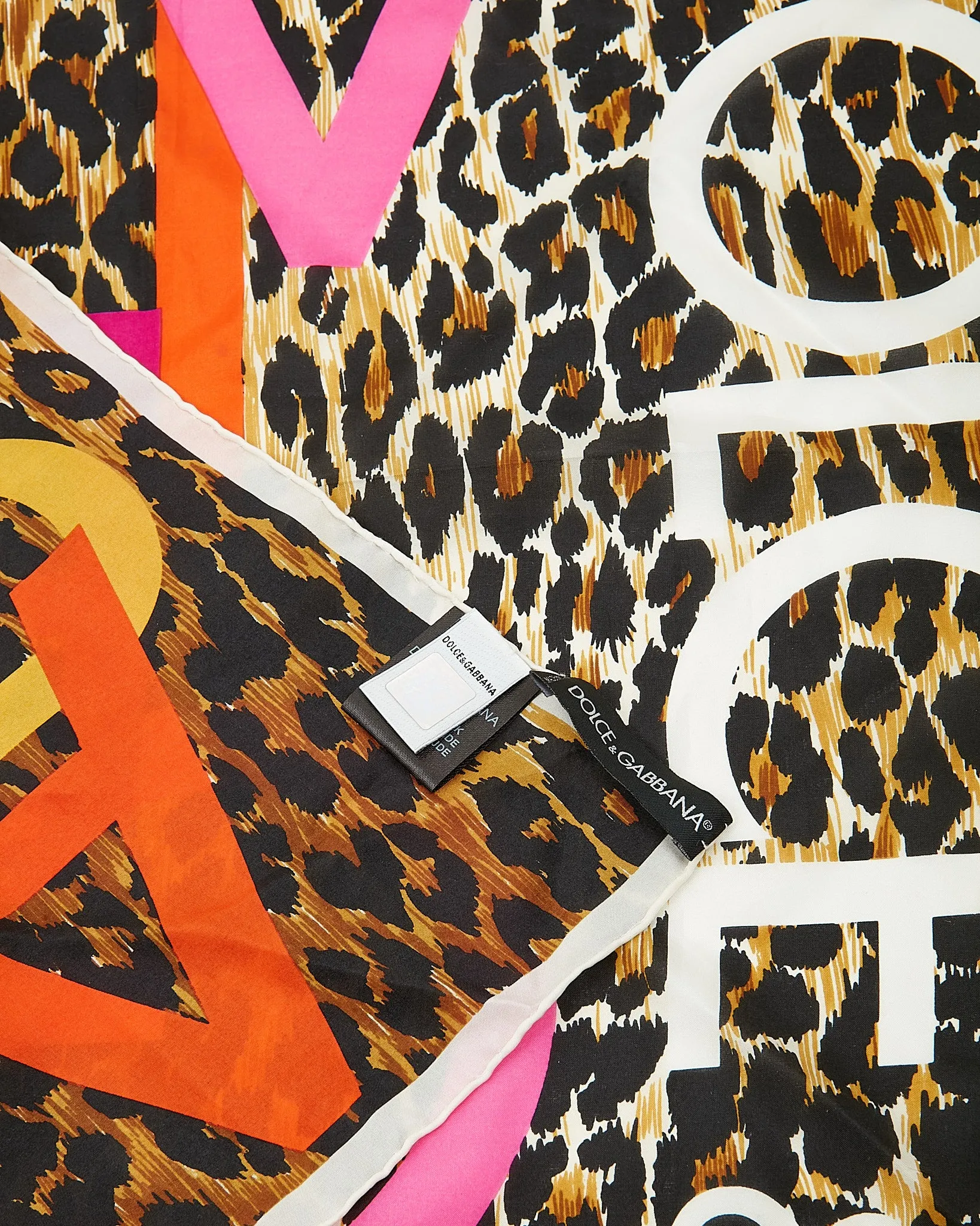 Dolce & Gabbana Cheetah Print Silk Small Square Scarf