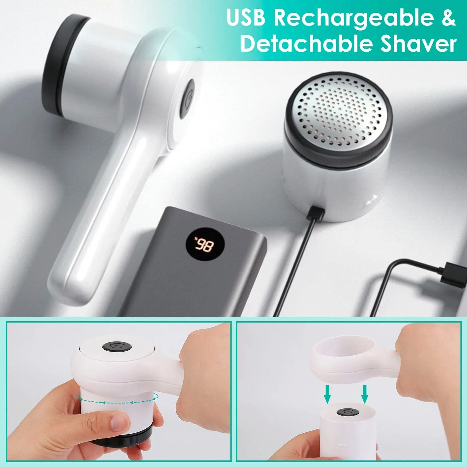 Electric Fuzz Pilling Trimmer Sweater Shaver with Detachable Handle
